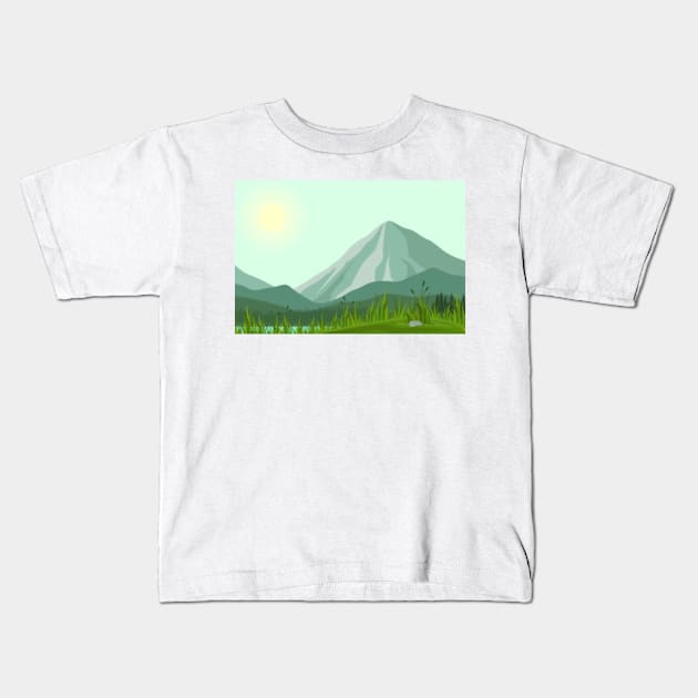 Mountains Nature Kids T-Shirt by Polahcrea